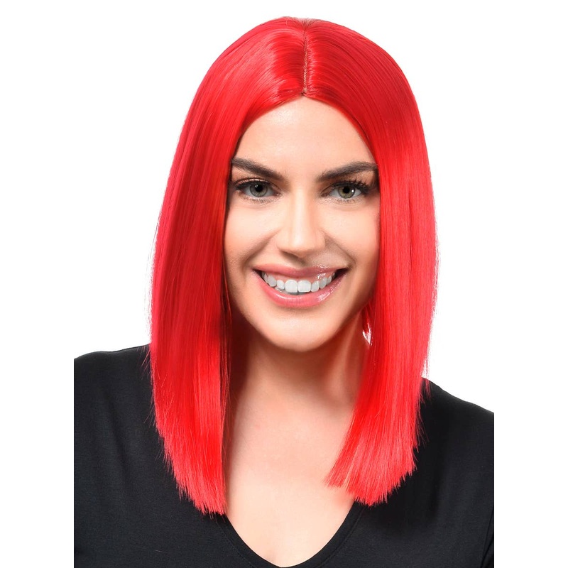 Vibrant Red Womens Deluxe Heat Resistant Bob Costume Wig