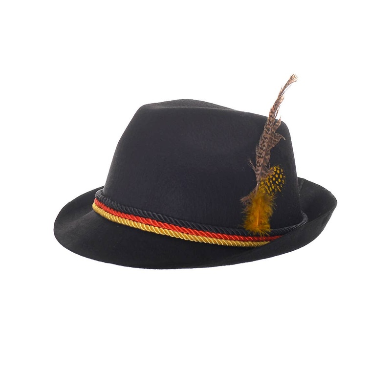Classic Black Oktoberfest Costume Hat with Feather