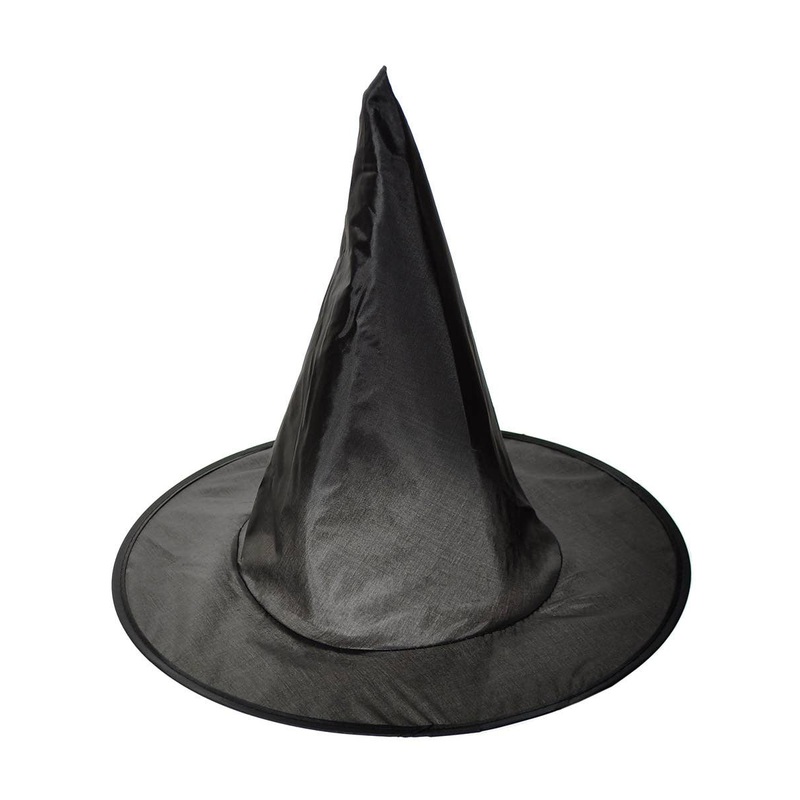 Classic Black Wide Brim Girls Halloween Witch Hat