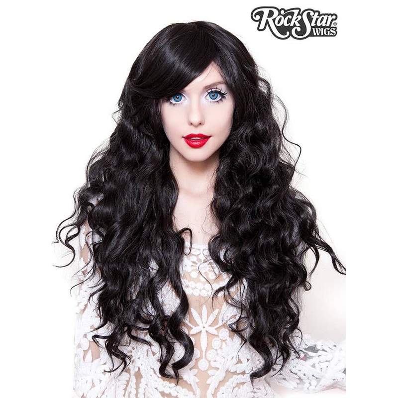 Classic Long Curly Womens Black Fashion Wig