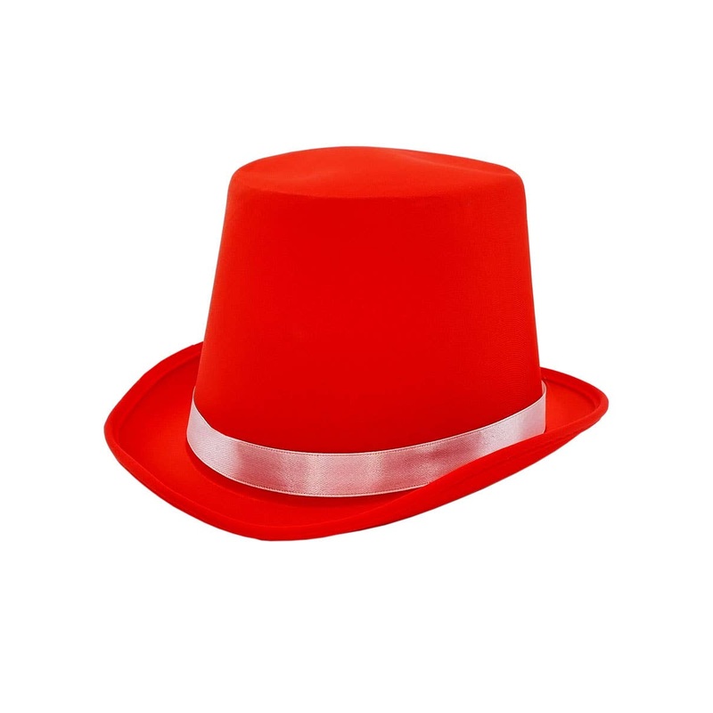 Classic Red Tall Top Hat for Adults