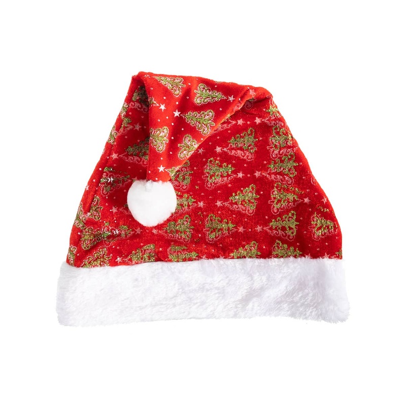 Glittery Red and Green Christmas Tree Santa Hat