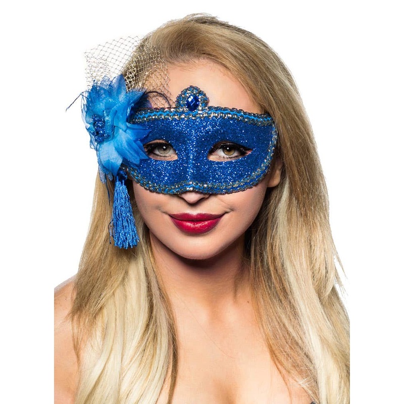Celebration Blue Glitter Masquerade Mask