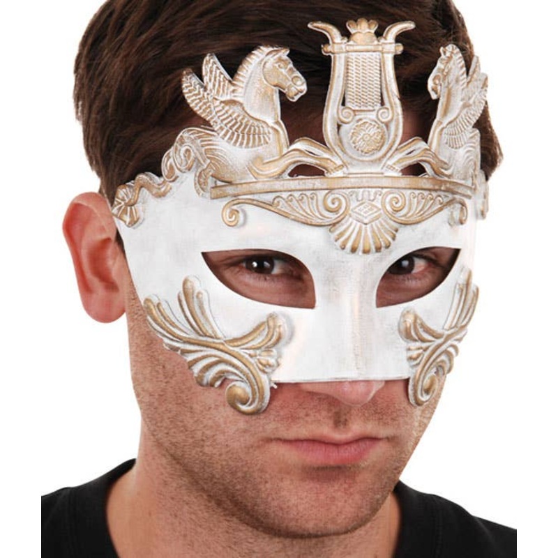 Centurion Mens White Masquerade Mask