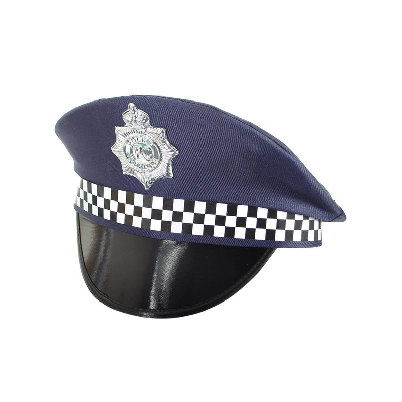 Navy Blue Chequered Police Costume Hat