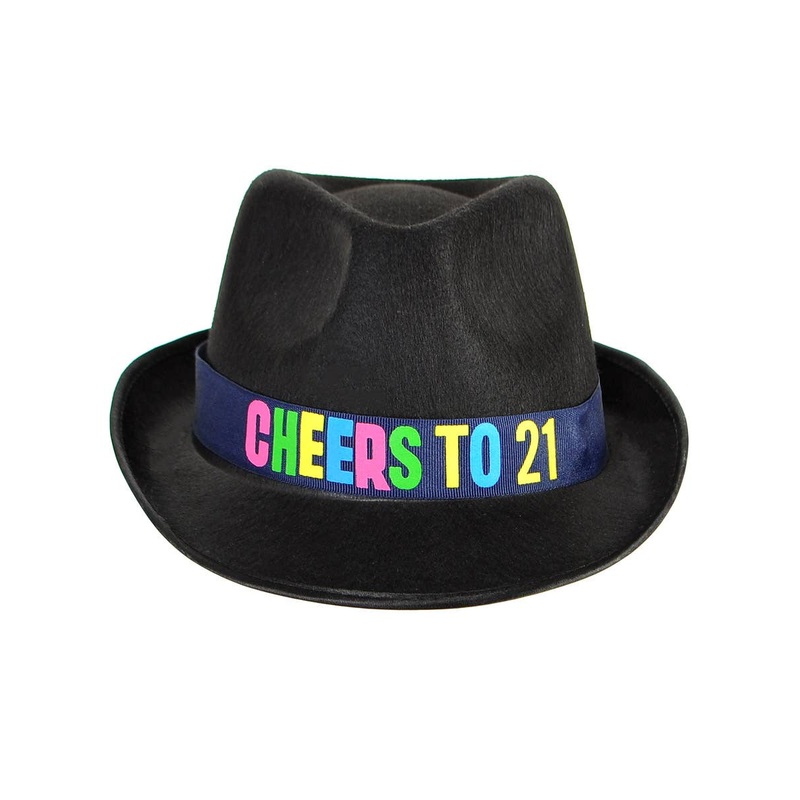 Rainbow Cheers to 21 Black Fedora Hat