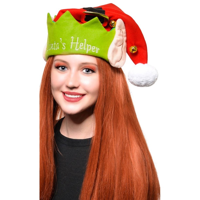 Santa’s Helper Elf Costume Hat with Ears and Bells