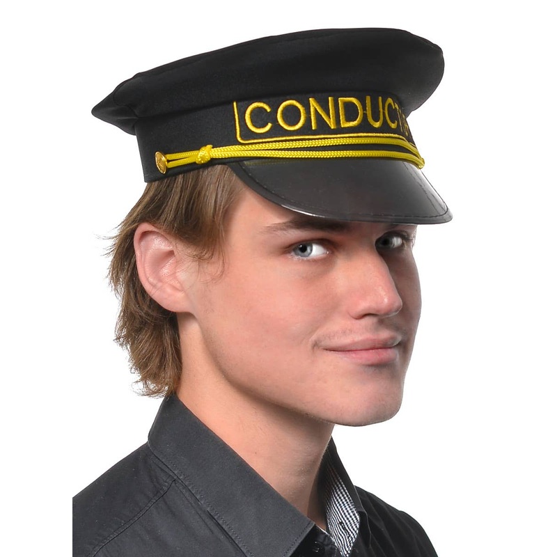 Black and Gold Bus or Train Conductor Costume Hat