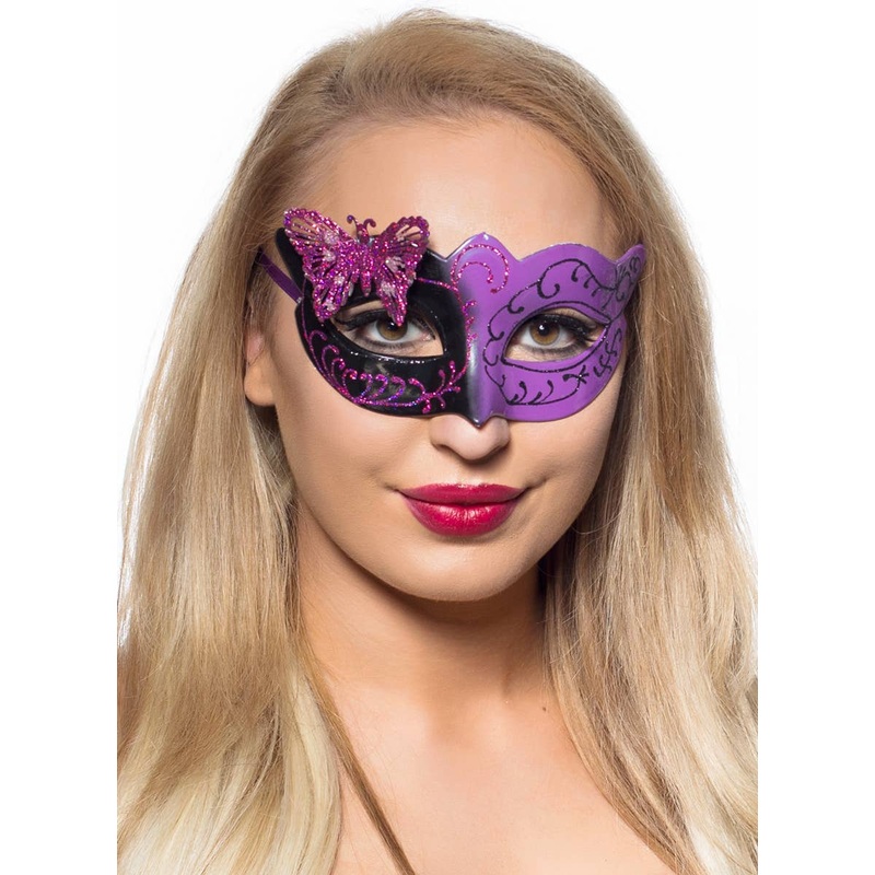 Butterfly Venetian Masquerade Mask in Black and Purple