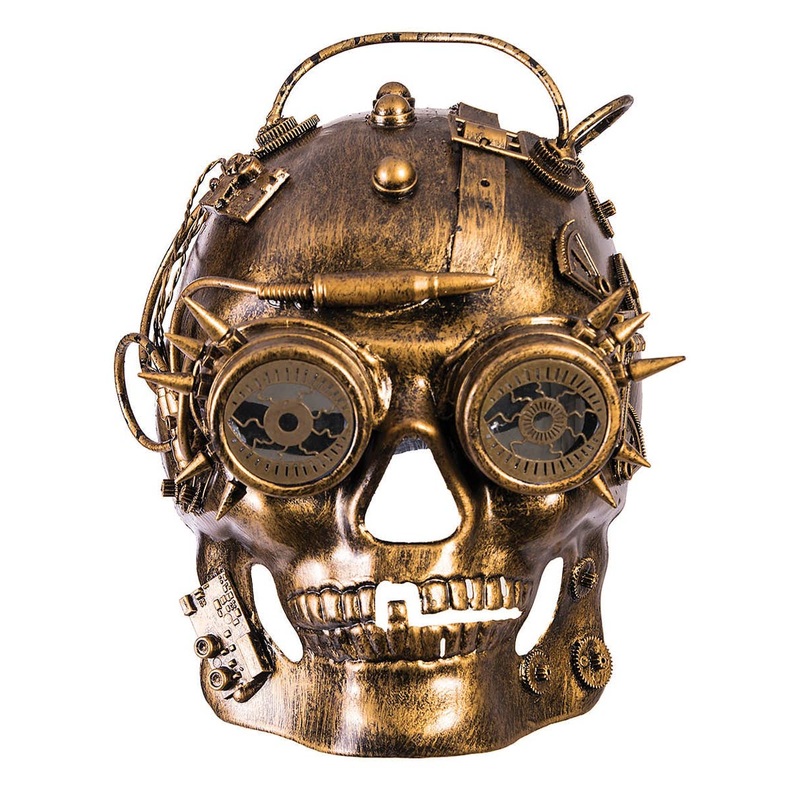 Antique Bronze Full Face Steampunk Skull Mask