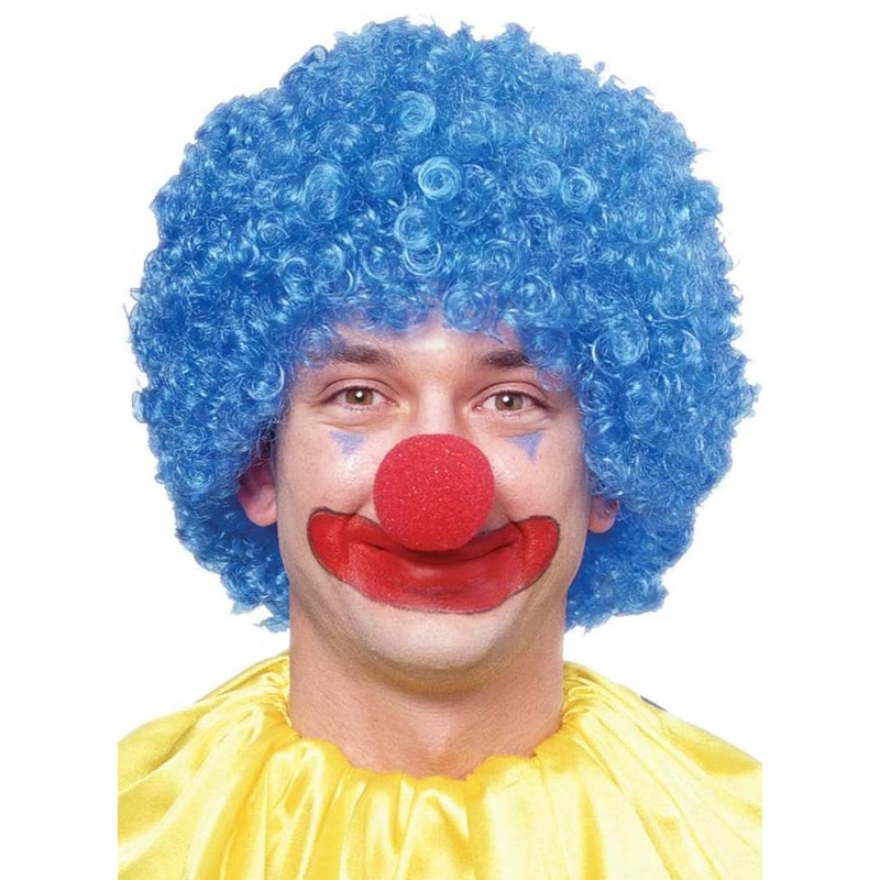 Bright Blue Adults Clown Afro Wig