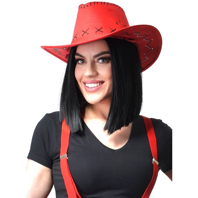 Bright Red Adults Cowboy Costume Hat