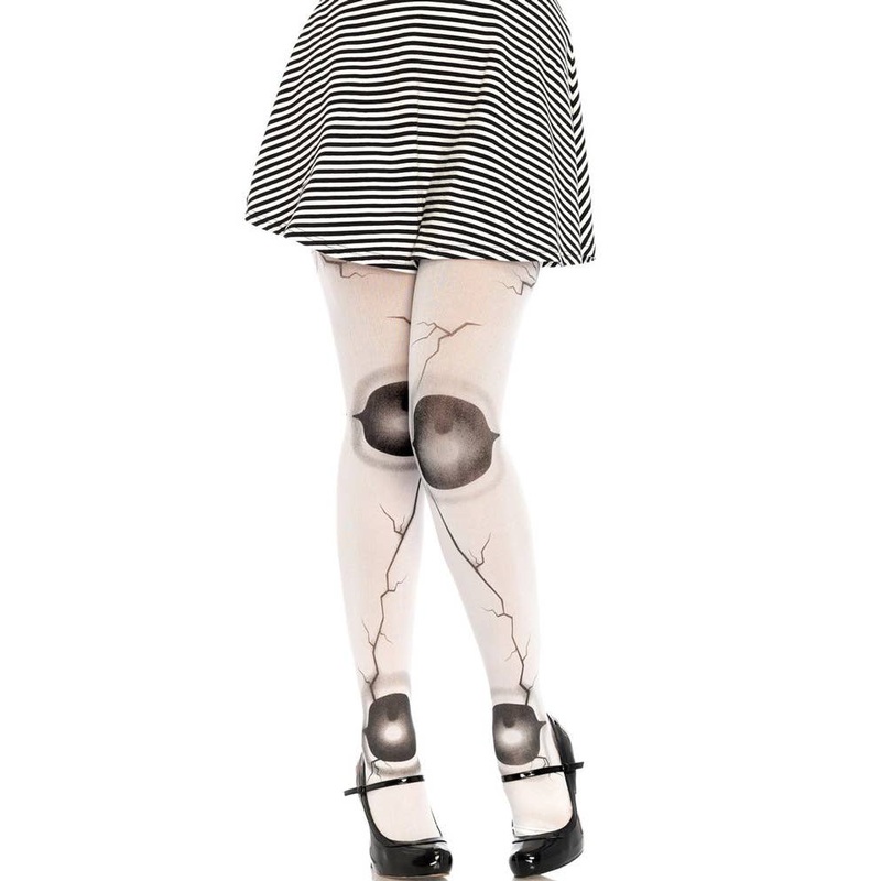 Broken Doll Womens White Opaque Stockings