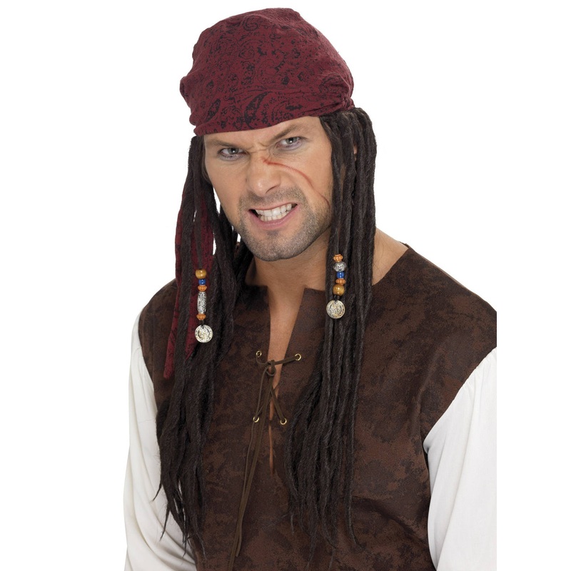 Buccaneer Dreadlocks Long Brown Pirate Wig