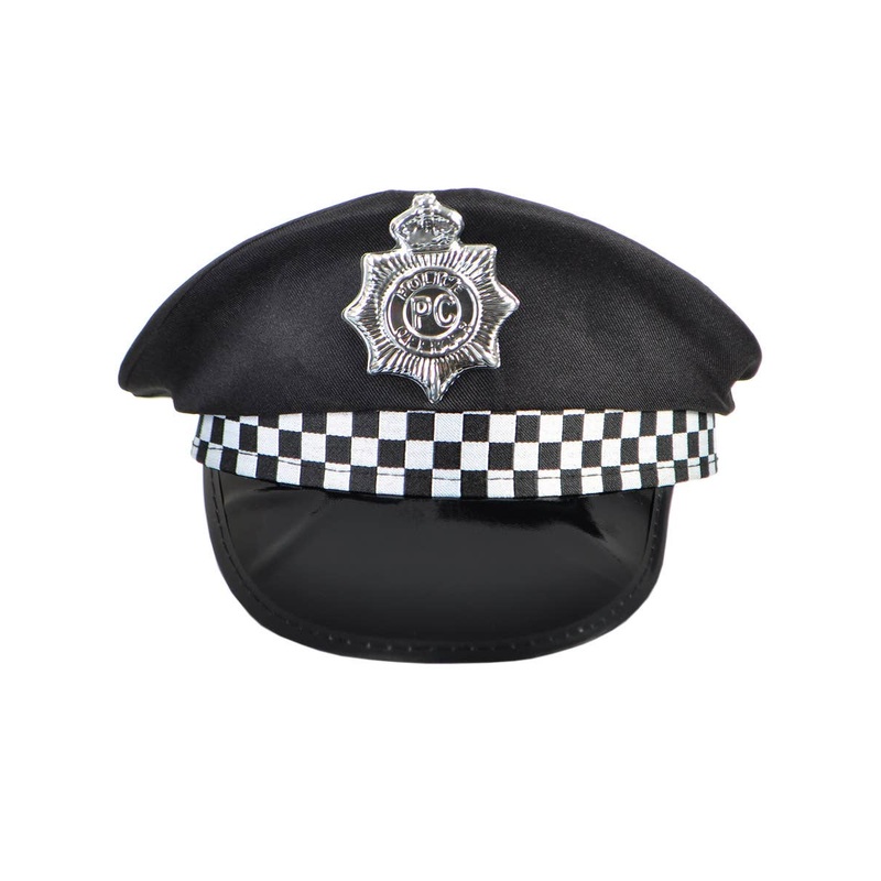 Chequered Black and White Police Costume Hat
