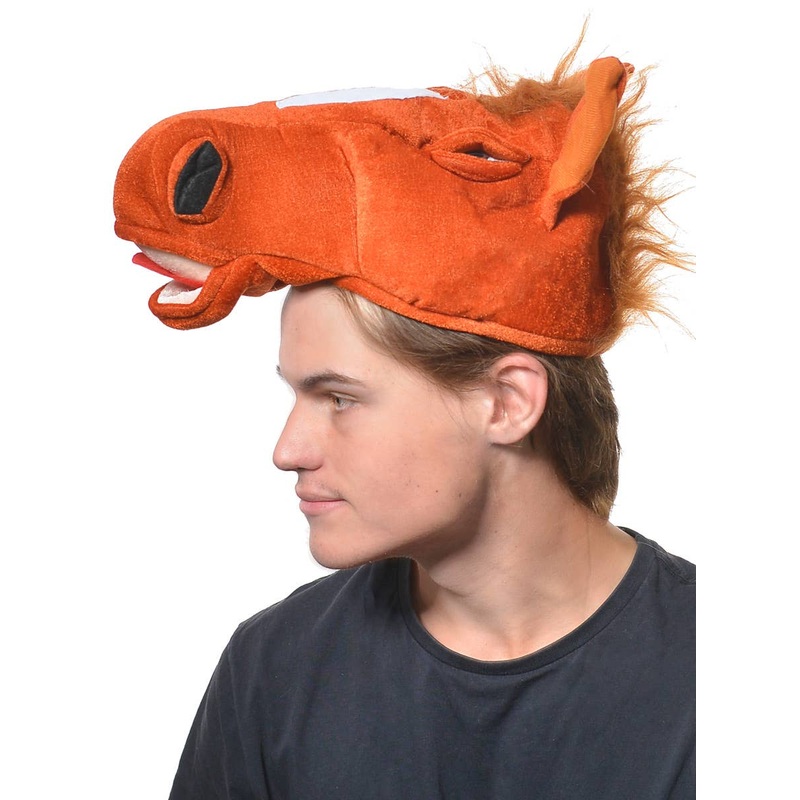 Plush Brown Horse’s Head Funny Novelty Adults Hat