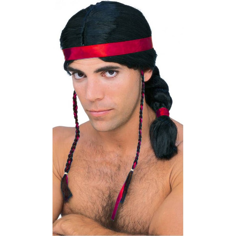 Braided Native American Mens Costume Wig