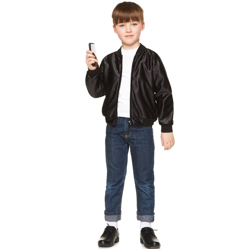 1950s Boys Black Thunderbirds Greaser Costume Jacket Small
