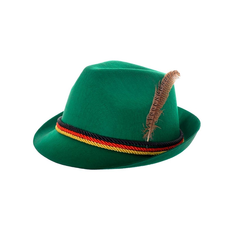 Bottle Green Bavarian Oktoberfest Hat with Feather