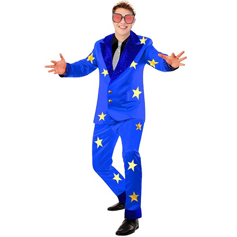 1970s Blue Rocket Man Rock Star Mens Costume Large
