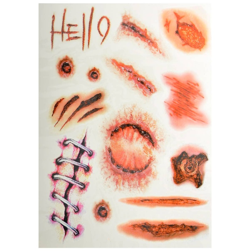 Assorted Bloody Wounds Temporary Halloween Tattoos