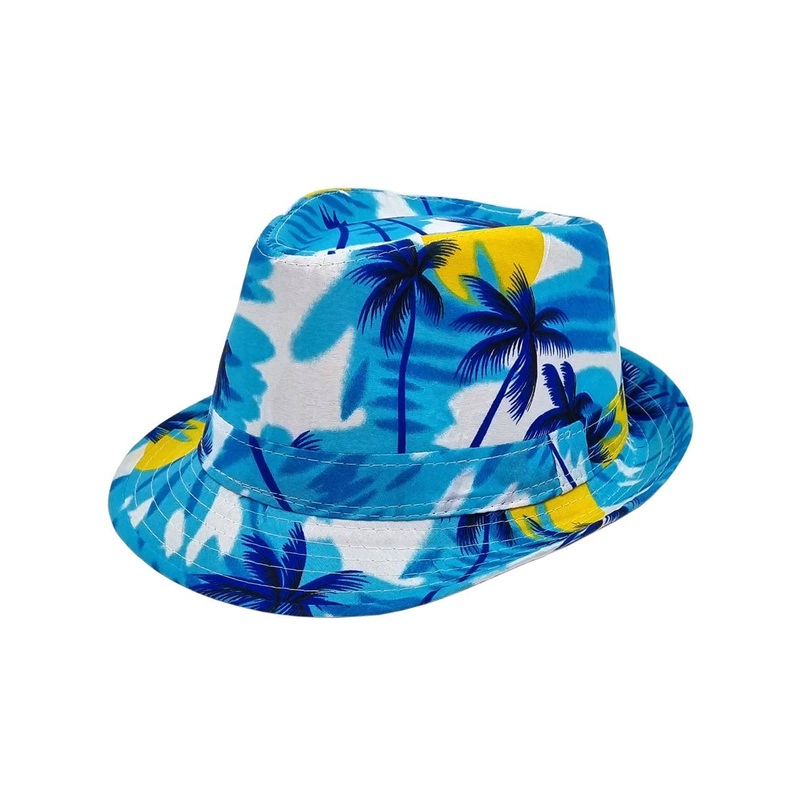 Beachy Blue Tropical Hawaiian Fedora Costume Hat
