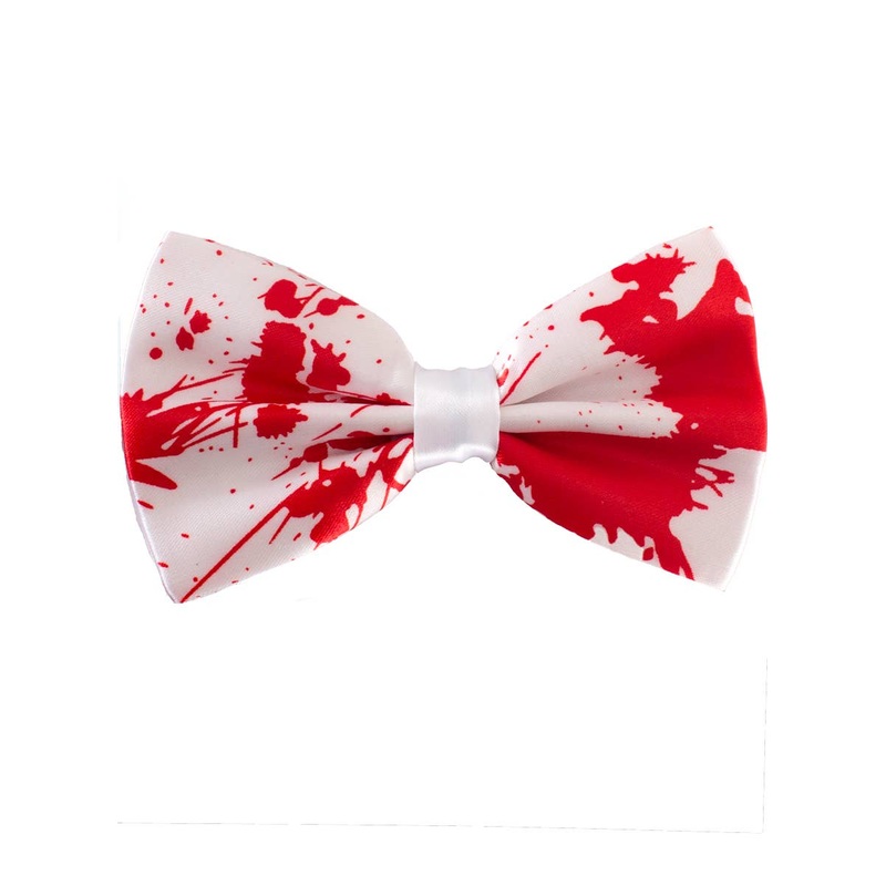 Blood Splattered White Bow Tie Halloween Costume Accessory