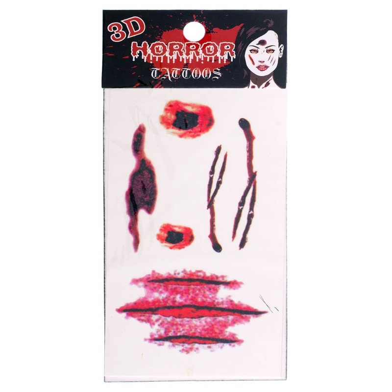 Bloody Scars and Wounds 3D Halloween Temporary Tattoos