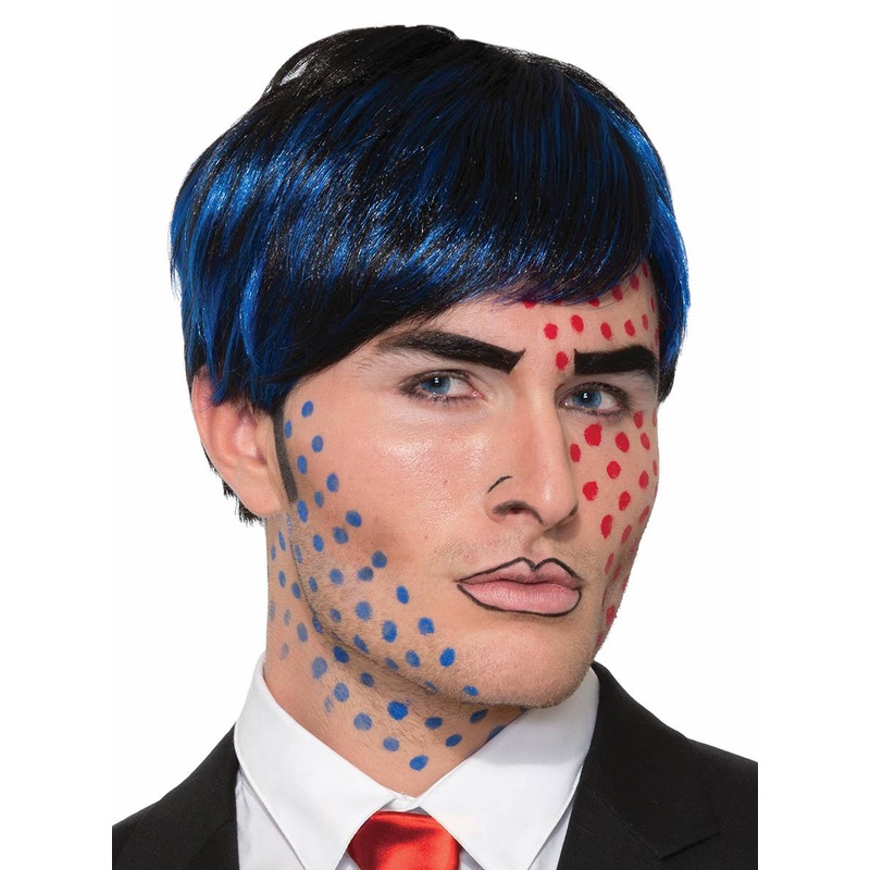 Bobby Boom Short Black and Blue Mens Costume Wig