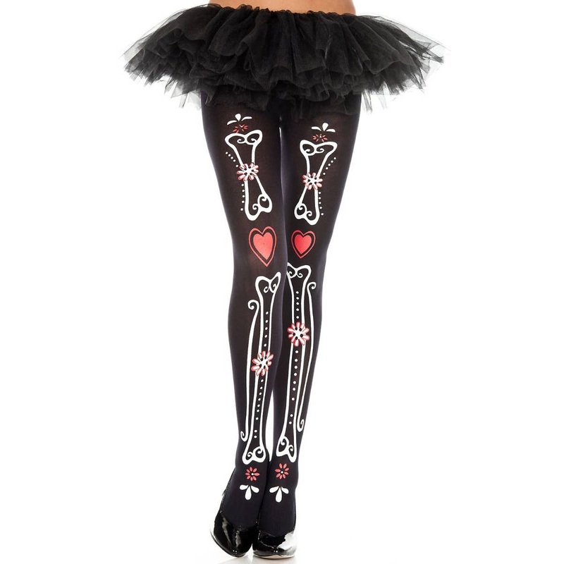 Bone and Heart Print Day of the Dead Stockings