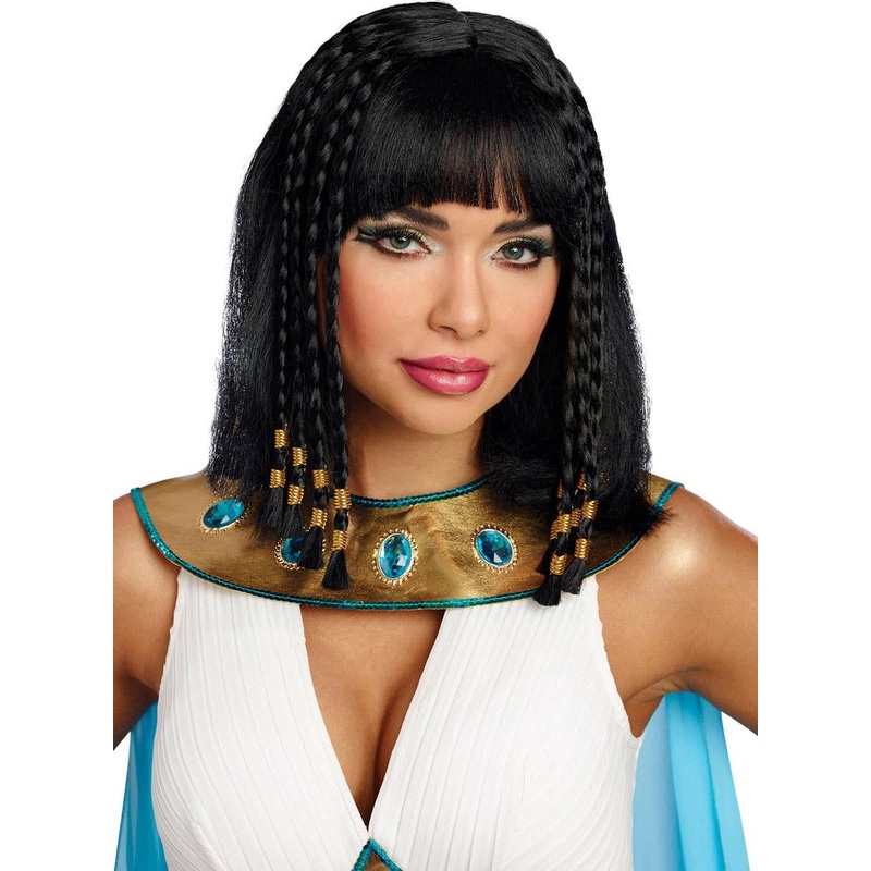 Egyptian Queen Womens Black Blunt Cut Cleopatra Costume Wig