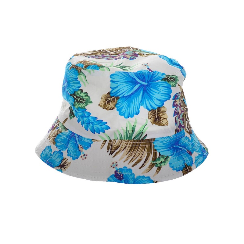 Hawaiian Blue and White Hibiscus Print Costume Hat