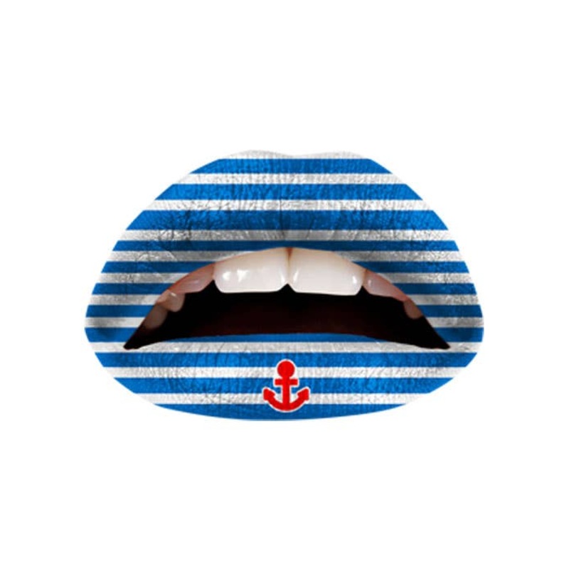 Violent Lips Blue Sailor Stripes Temporary Lip Tattoos