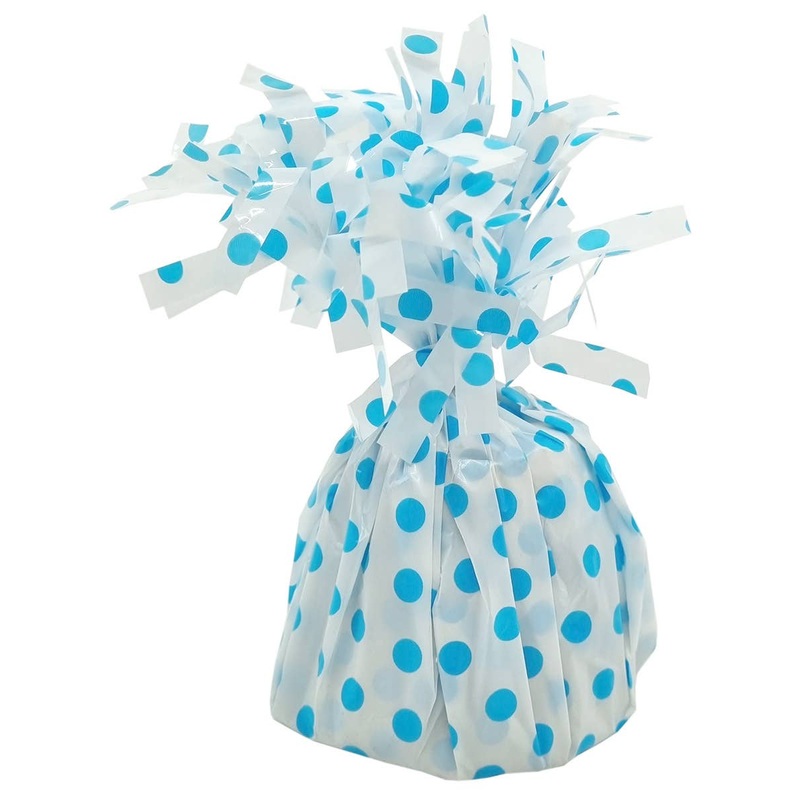 White and Blue Polka Dot 12cm Balloon Weight