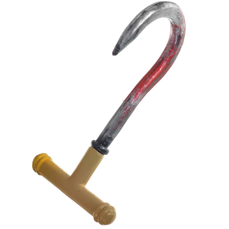 Blood Splattered Hand Held Meat Hook Costume Weapon