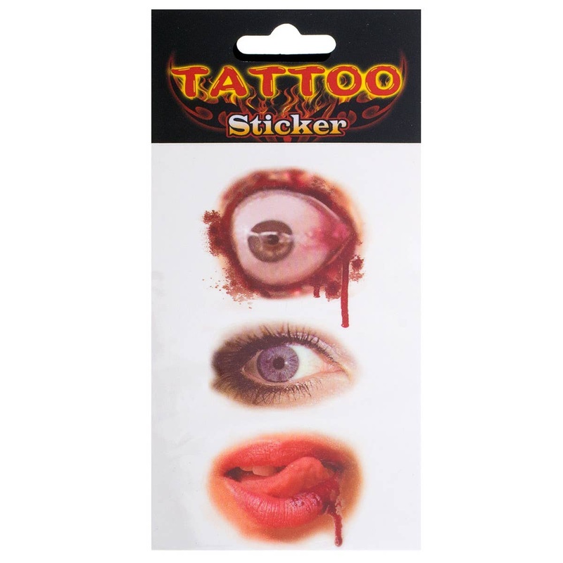 Bloody Eyes and Lips Halloween Tattoos Costume Accessory