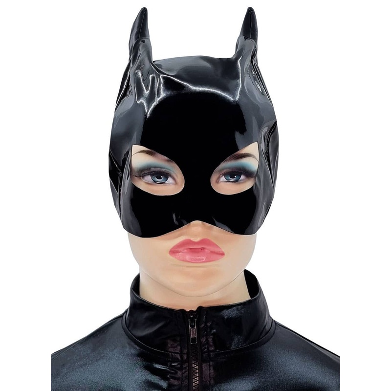 Wet Look Black Vinyl Catwoman Costume Mask