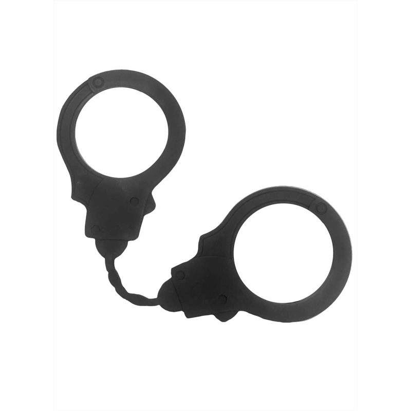 Basic Black Rubber Handcuffs Costume Accessory
