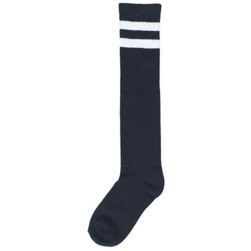 Classic Black and White Striped Adults Knee High Socks