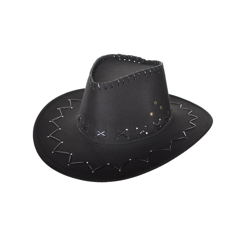 Classic Black Suede Cowboy Hat Costume Accessory