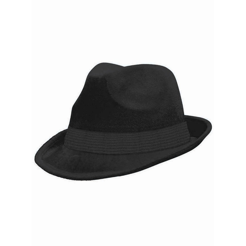 Classic Black Velour Adults 1920s Fedora Hat