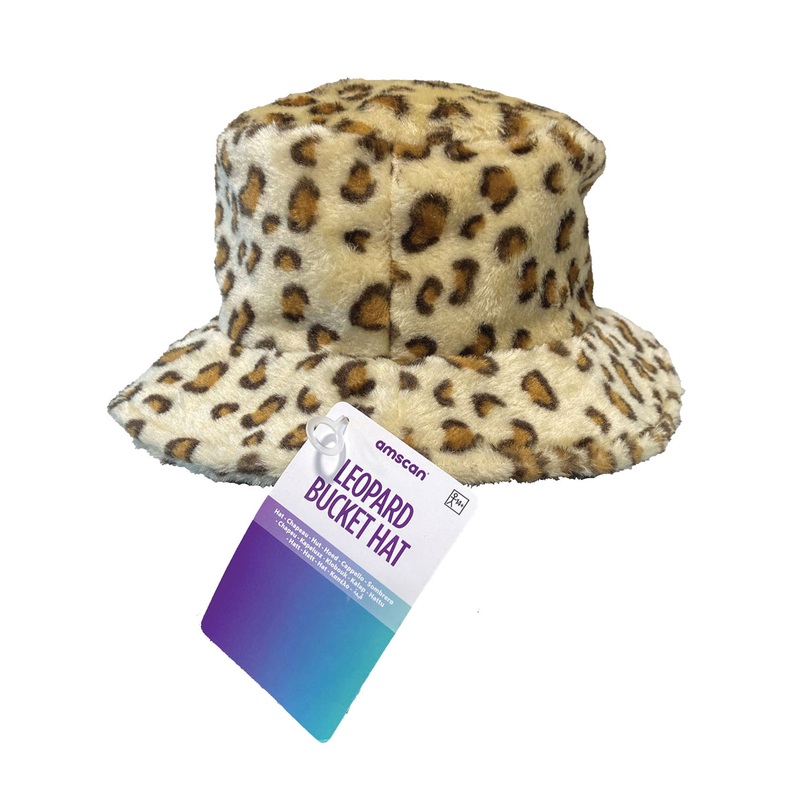 Funky Plush Leopard Print Bucket Hat