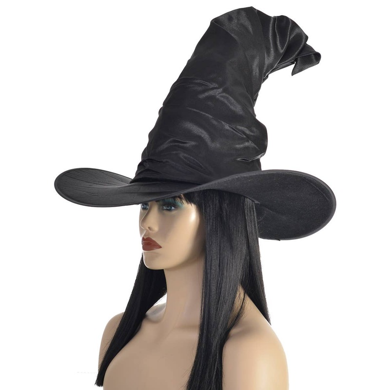 Large Deluxe Black Satin Witch Halloween Hat