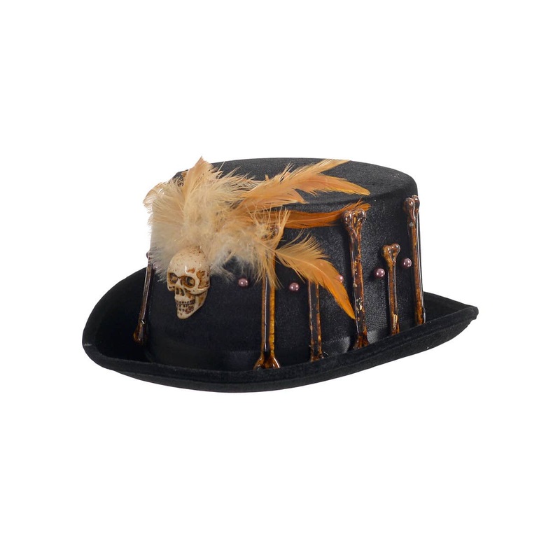 Skull and Bones Black Voodoo Costume Top Hat