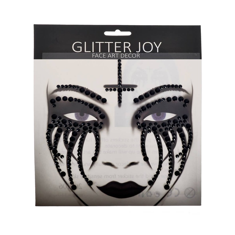 Stick-On Black Demonic Nun Face Jewels Halloween Accessory