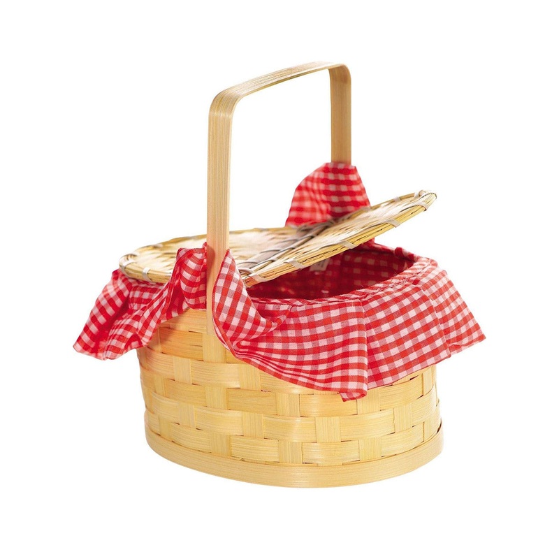Wicker Storybook Costume Basket with Red Gingham Trim