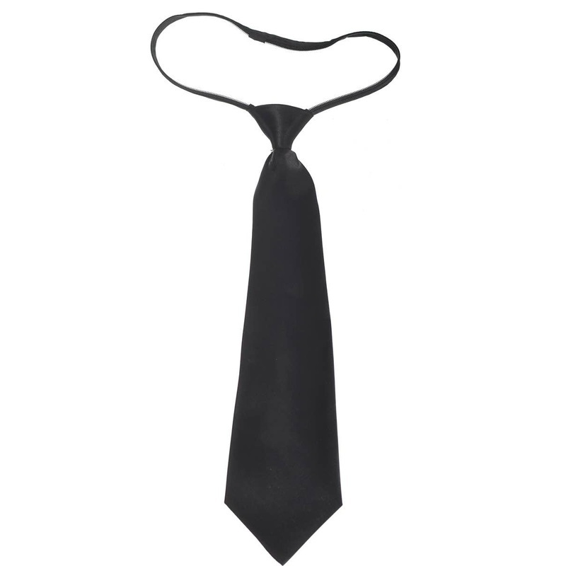 Zip Up Black Satin Neck Tie Costume Accessory