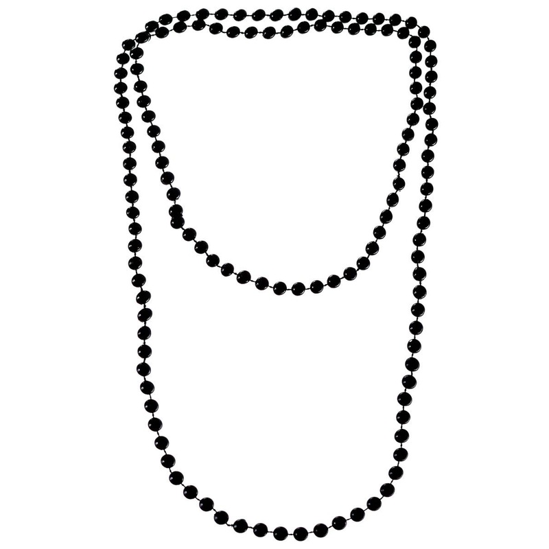 Black Flapper Beads Necklace 1920s Costume Accessory