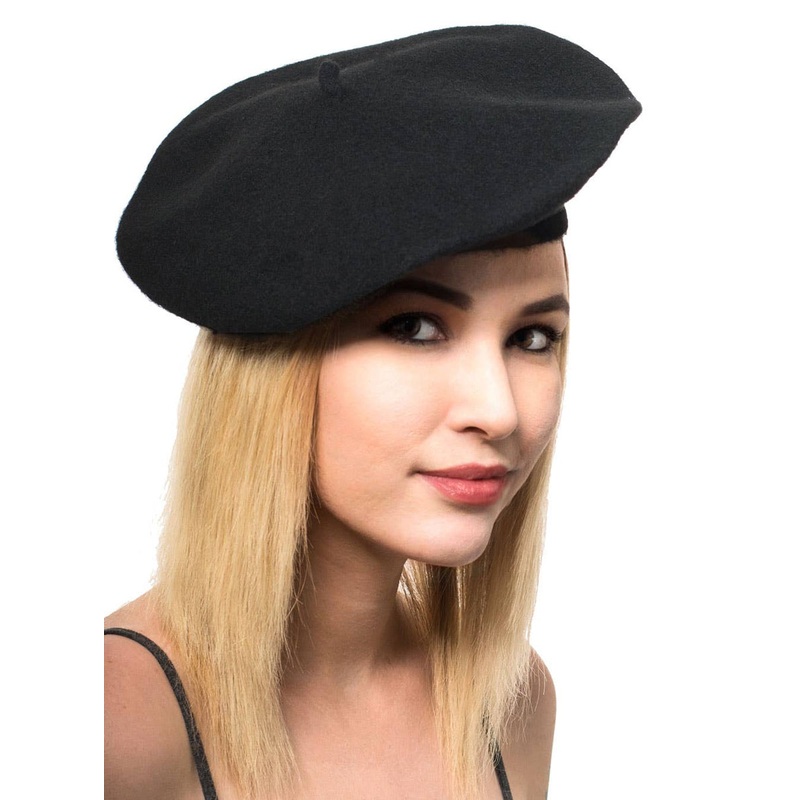 French Beret Adults Costume Hat in Black