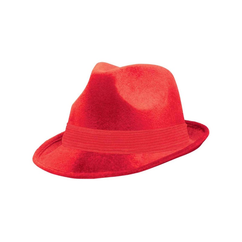 Velour Red Fedora Costume Hat